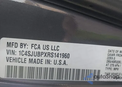 2024 Jeep Wagoneer Series Ii Carbide 4X2 z USA, uszkodzony, nr VIN 1C4SJUBPXRS141960